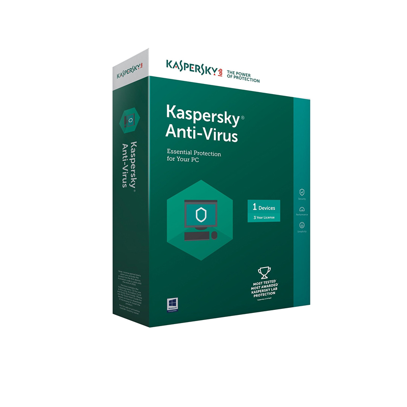 Licencia Kaspersky Antivirus 2017 1 año 1 usuario.