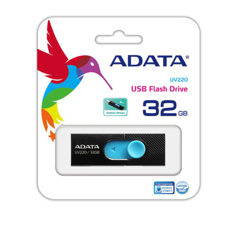 Memoria Adata 32GB USB 2.0 UV220 Retráctil color Negro-Azul