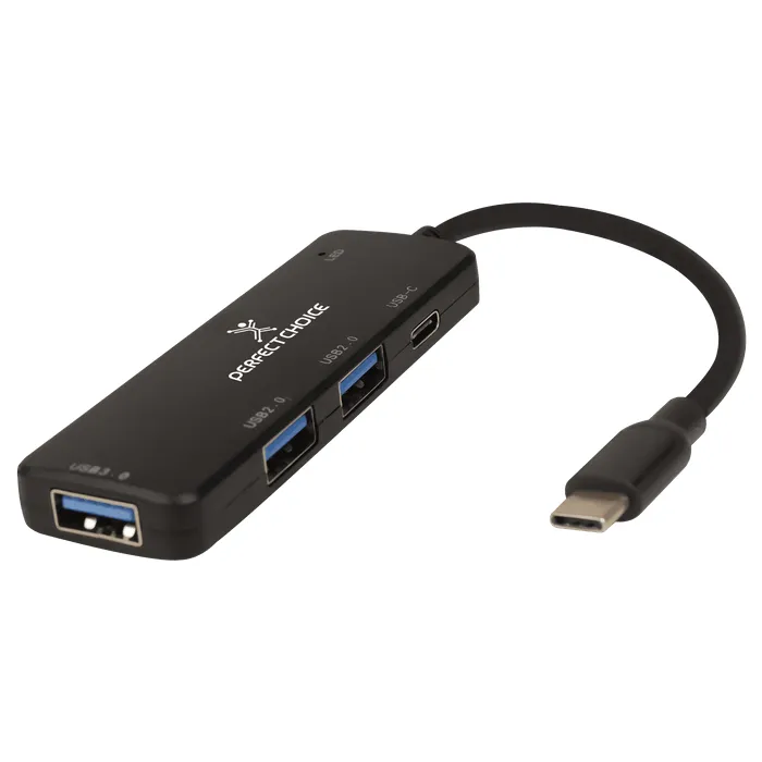 Adaptador Hub Perfect Choice USB 2.0, 4 puertos Conexión Tipo C
