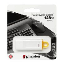 Memoria USB Kingston 128GB Blanco con Aro Amarillo