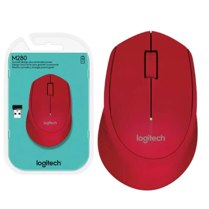 Mouse Inalambrico Logitech M280, Rojo.