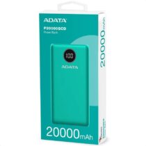 Power bank 20000 mAh color verde, indicador digital de carga.