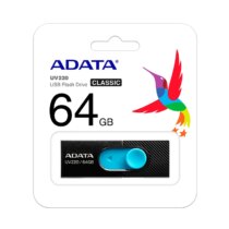 Memoria ADATA 64GB USB 2.0 UV220 retráctil color Negro-Azul