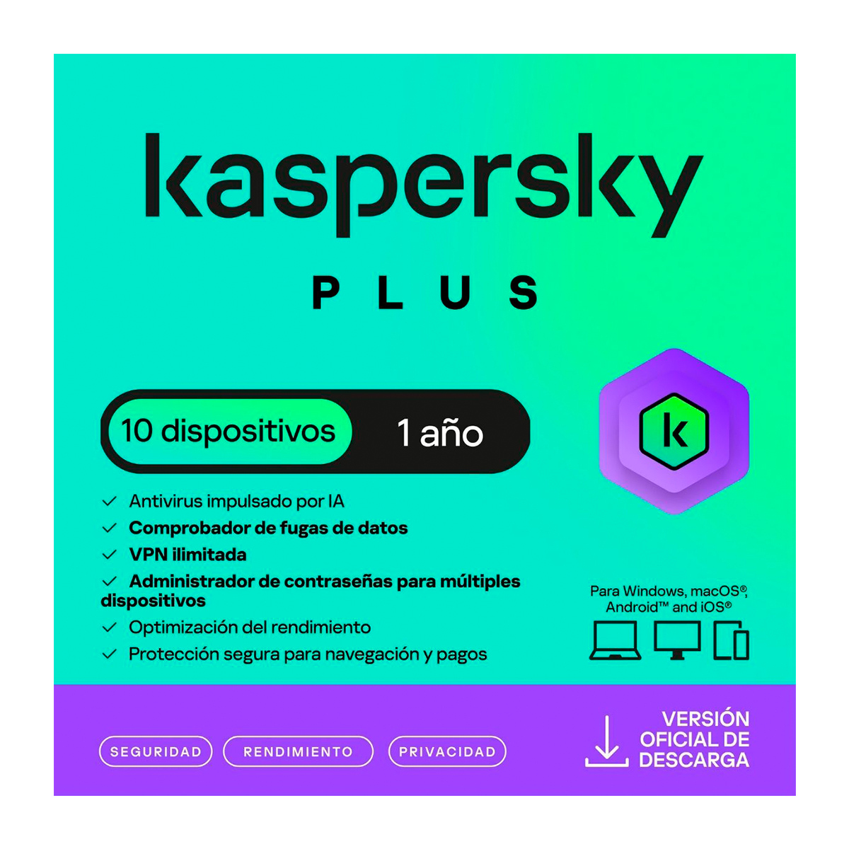 Licencias Kaspersky Plus 10DV 1 año KL1042Z5KFS-22 1 Licencias Kaspersky Plus 10DV 1 año KL1042Z5KFS-22
